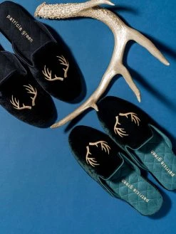 Patricia Green Antler Embroidered Slipper